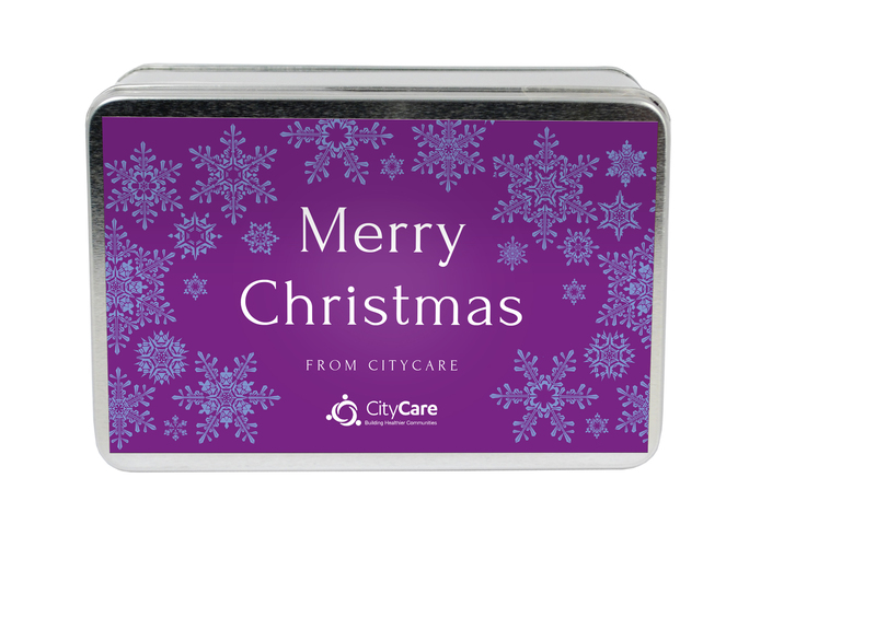 Personalised Christmas oblong tin of shortbread