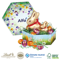 Lindt Easter hexagonal gift box with 2 Lindt bunnies