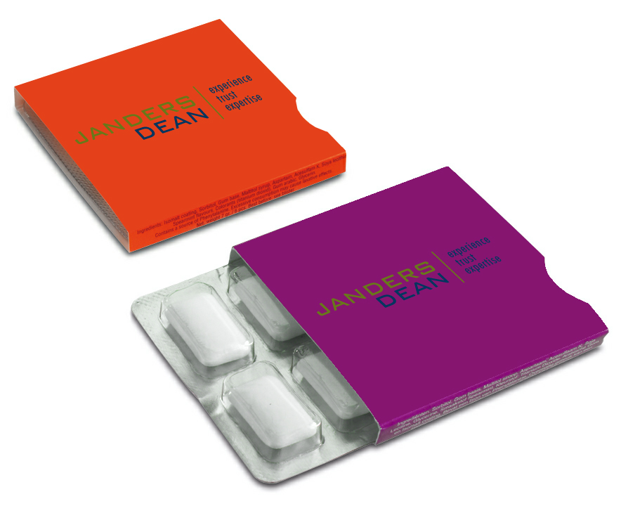 6 Chewing Gum Blister in Personalised Sleeve Personalised Chewing Gum