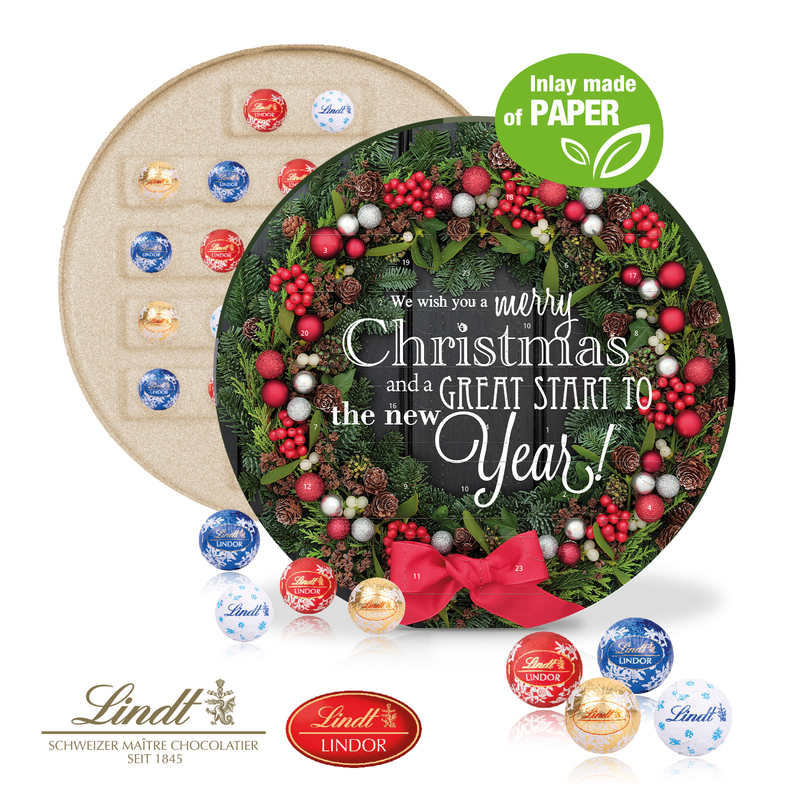 ECO LINE - Personalised Lindt Luxury Circular Advent Calendar With Paper Inlay