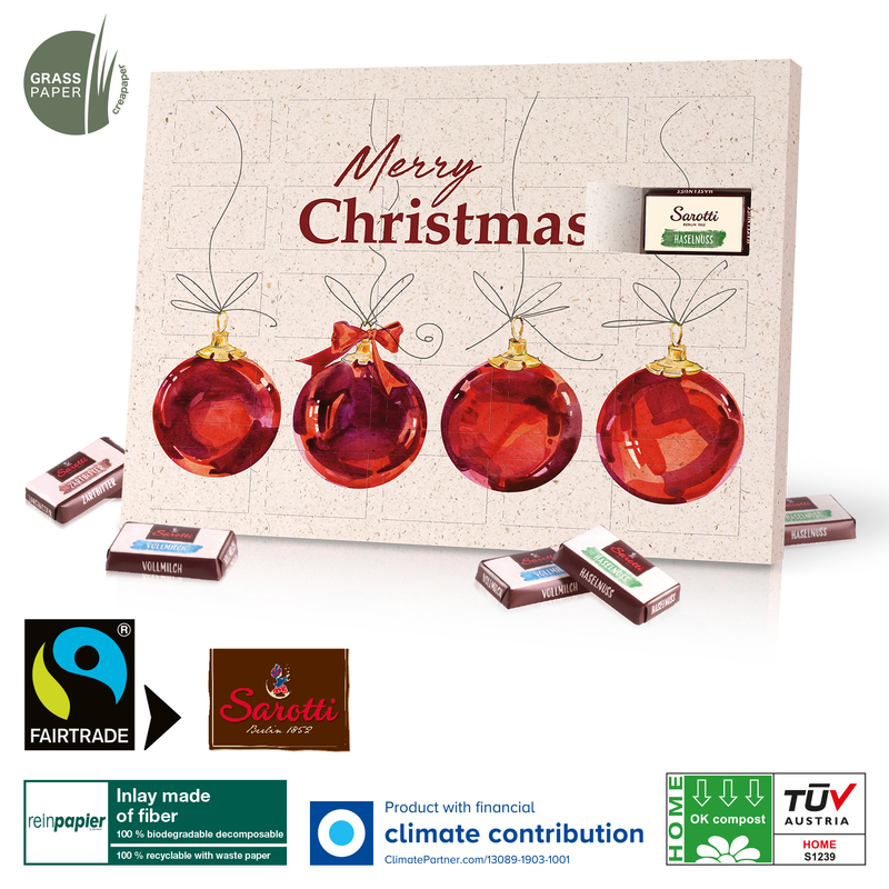 Personalised Grass Paper Sarotti Advent Calendar 