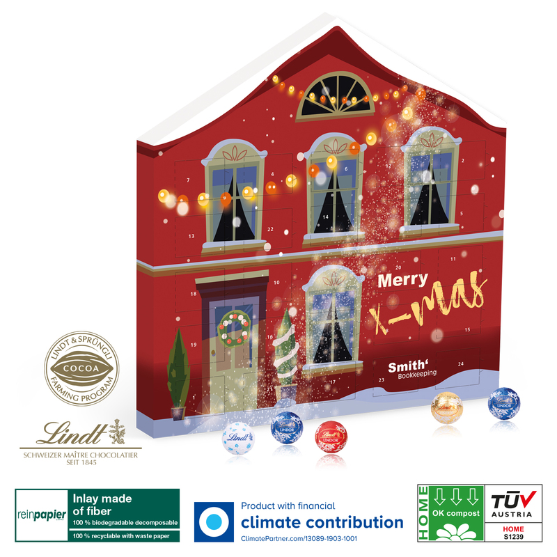Personalised Lindt Compostable and biodegradable House Advent calendar
