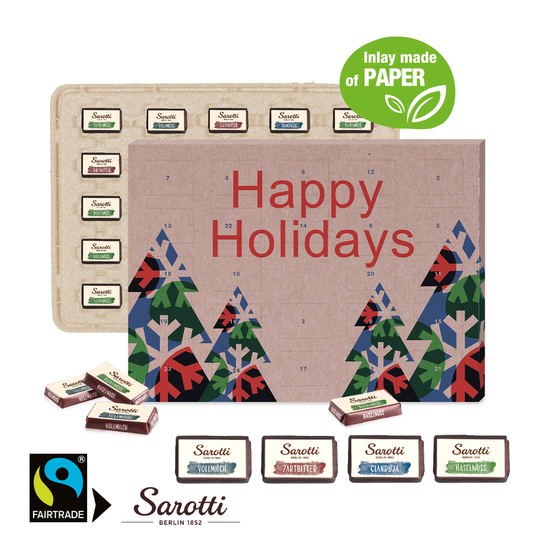Personalised Grass Paper Sarotti Advent Calendar with paper inlay
