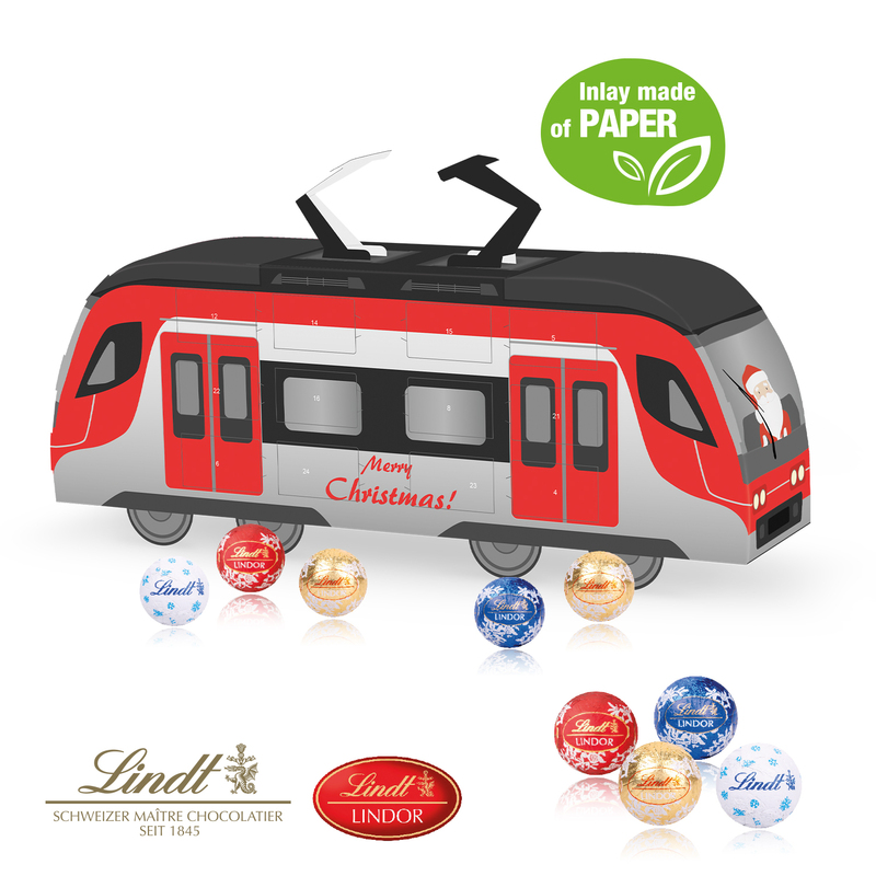 NEW Personalised Lindt 3D Tram Shaped Advent Calendar 