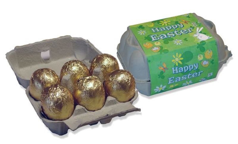 Personalised Easter Egg Cartons with 6 Chocolate Eggs
