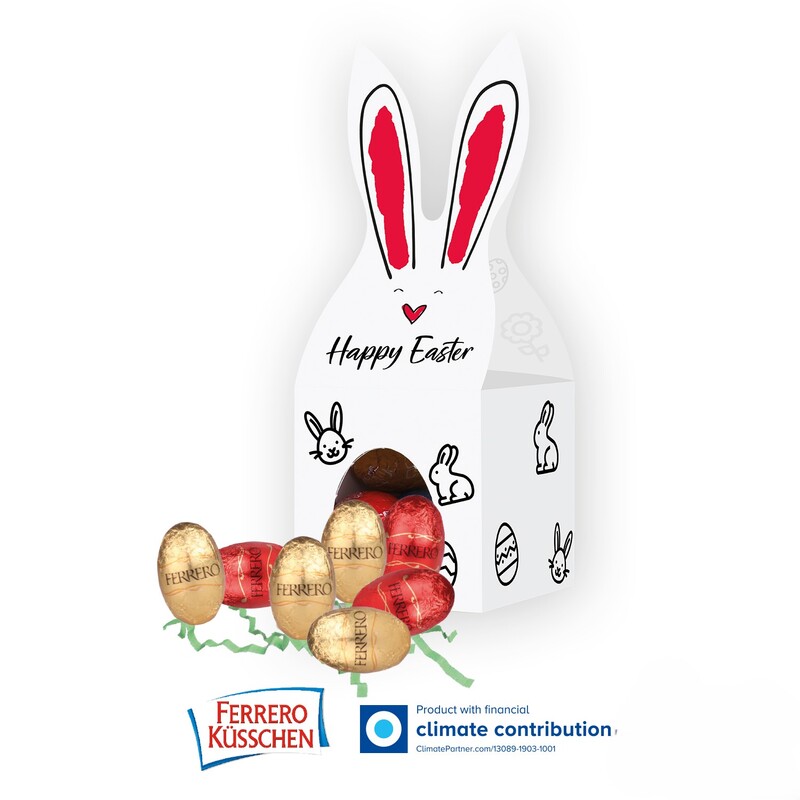 Personalised bunny box with Ferrero Kusschen eggs 