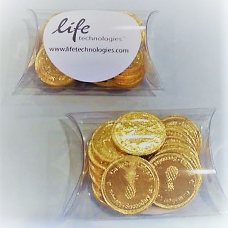 Personalised Clear Pouch with Chocolate Moulded Coins