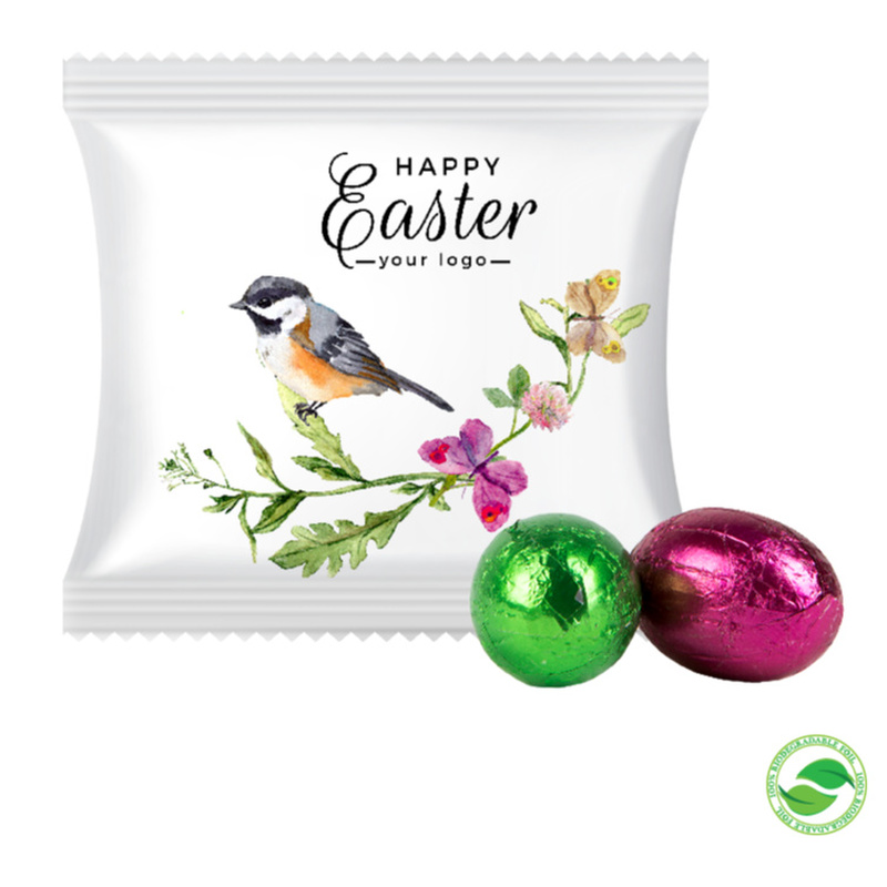 Eco Friendly Personalised Easter Mini Eggs Flow Pack 