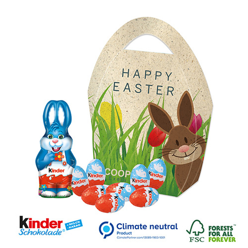 Personalised Kinder Easter bunny and egg basket