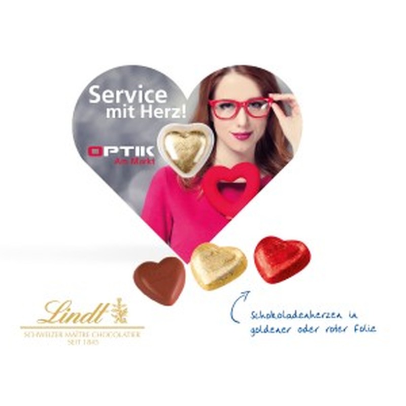 Lindt Heart in Heart Shaped Card