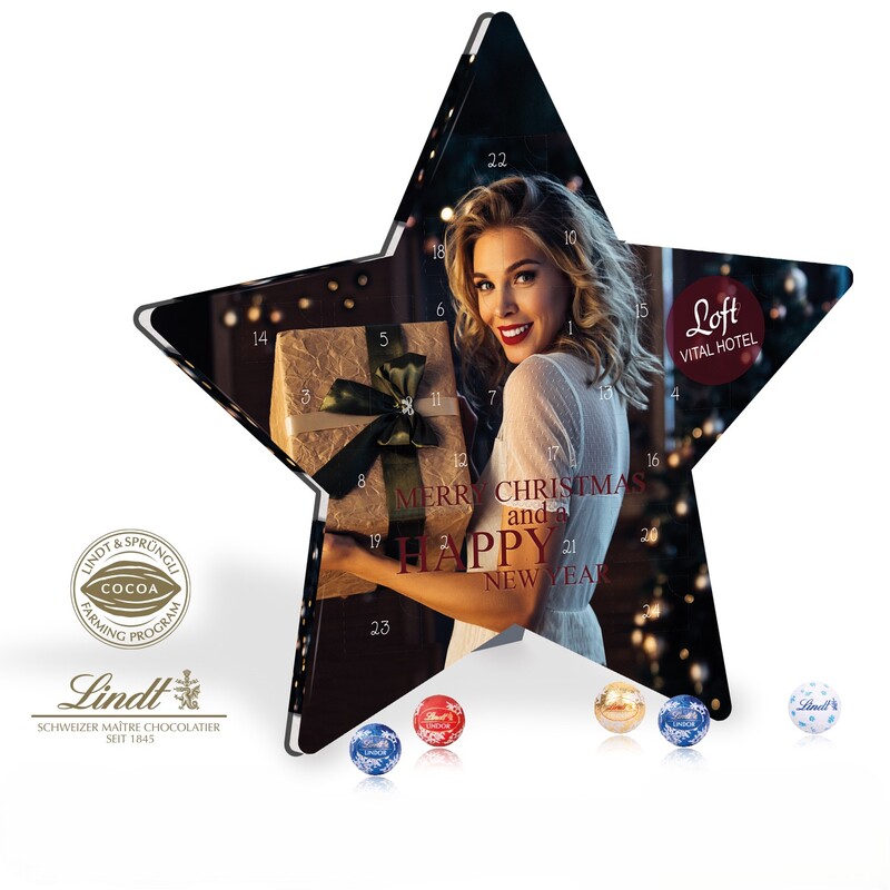 Personalised Lindt Star Shaped Sustainable Calendar