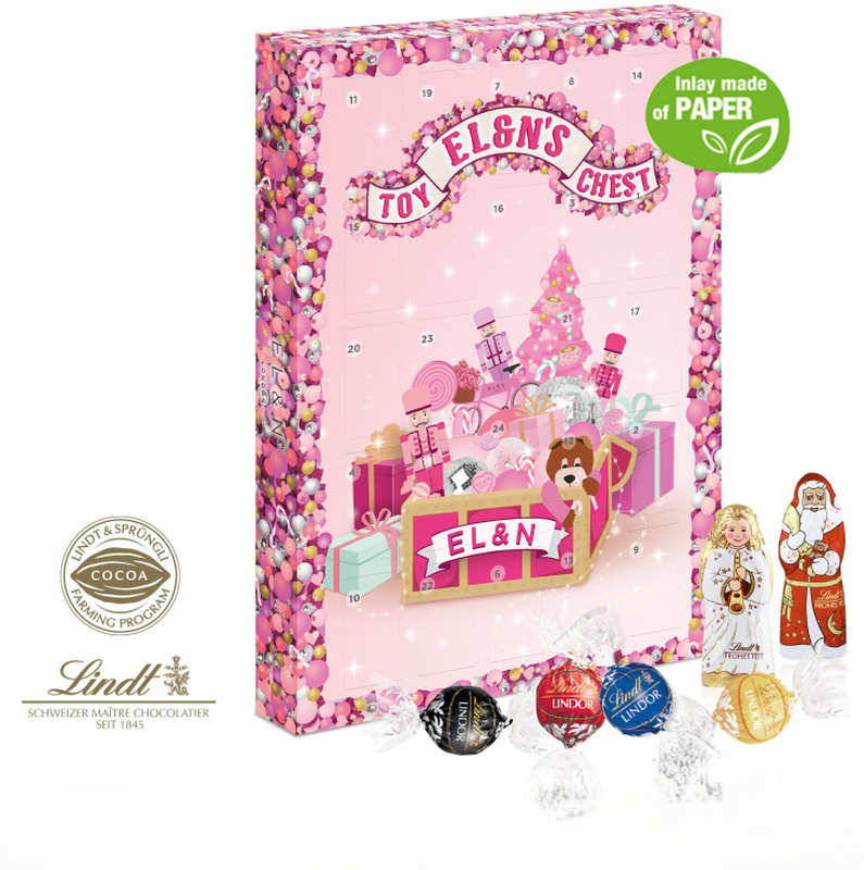 Personalised Luxury Extra Large Lindor Advent Calendar With Paper Inlay