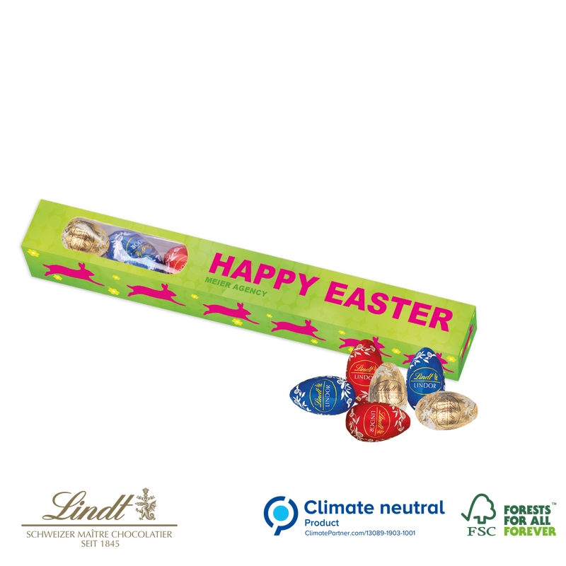 Personalised Easter Long Box with 6 Lindt Chocolate Mini Eggs