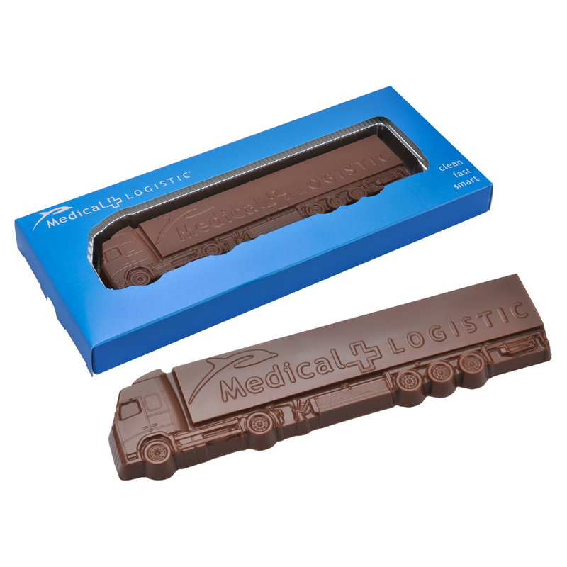 Personalised box with moulded chocolate truck