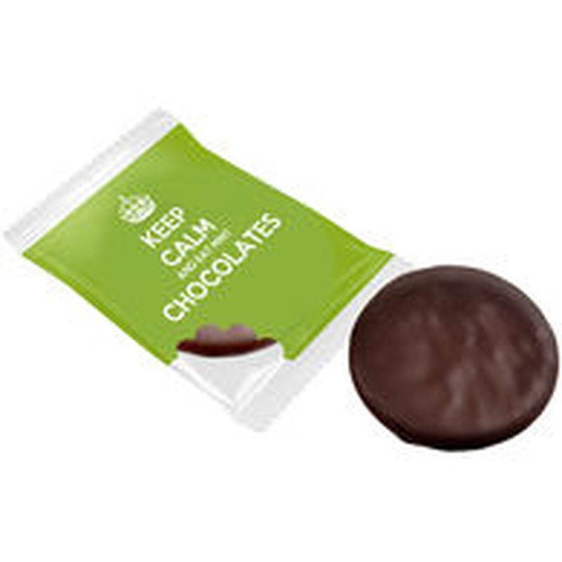 Promotional round dark mint chocolates