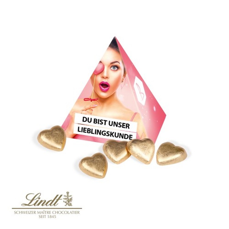 Personalised Lindt hearts Pyramid gift box