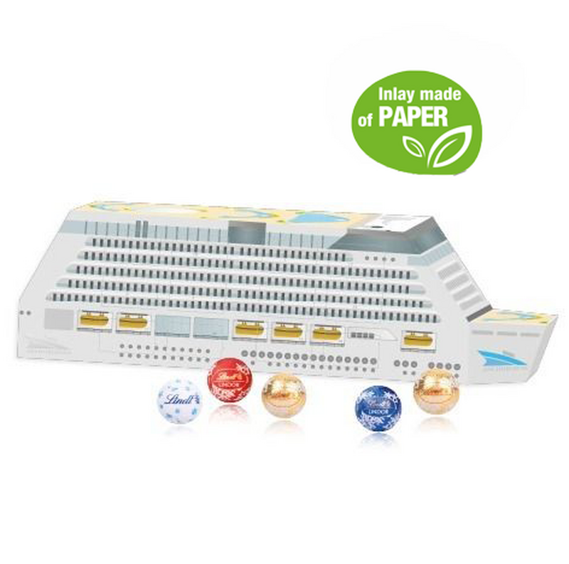 ECO LINE - Personalised Lindt 3D Cruise Ship Advent Calendar With Paper Inlay