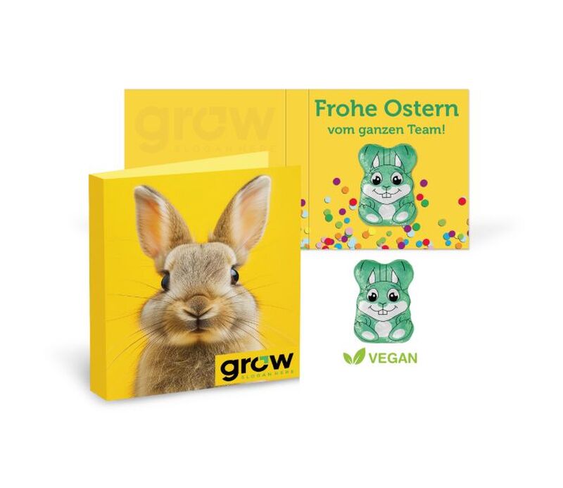 Personalised Vegan Fairtrade Chocolate Easter Bunny Folded Card