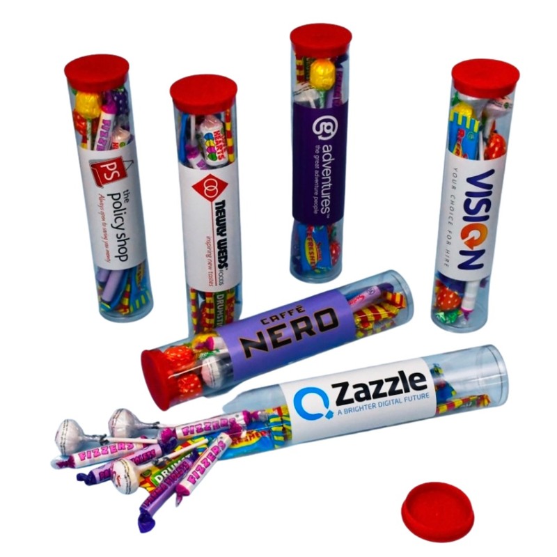 Personalised tubes of retro sweets