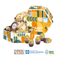 Personalised hexagonal box containing Ferrero Rocher Chocolates 