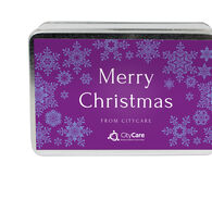 Personalised Christmas oblong tin of shortbread